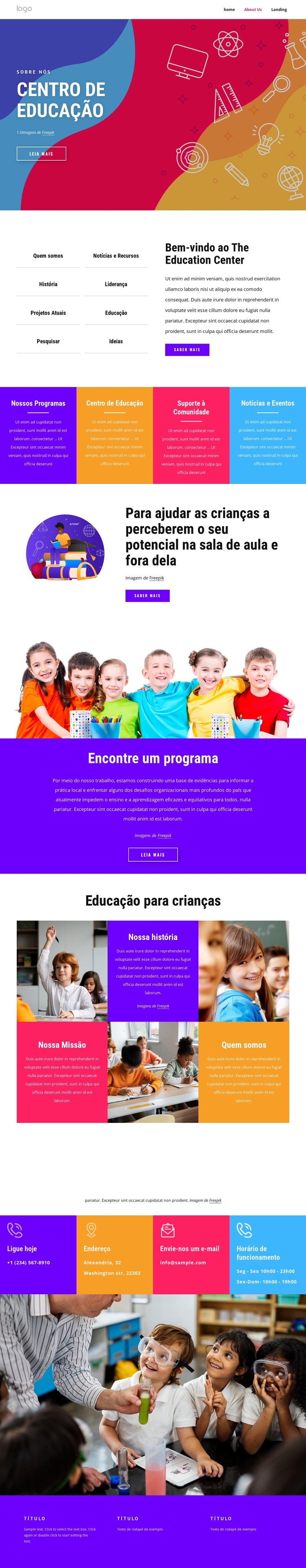 Centro familiar e educacional Tema WordPress