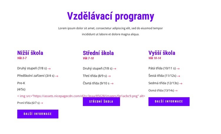 vzdělávací programy Šablona CSS