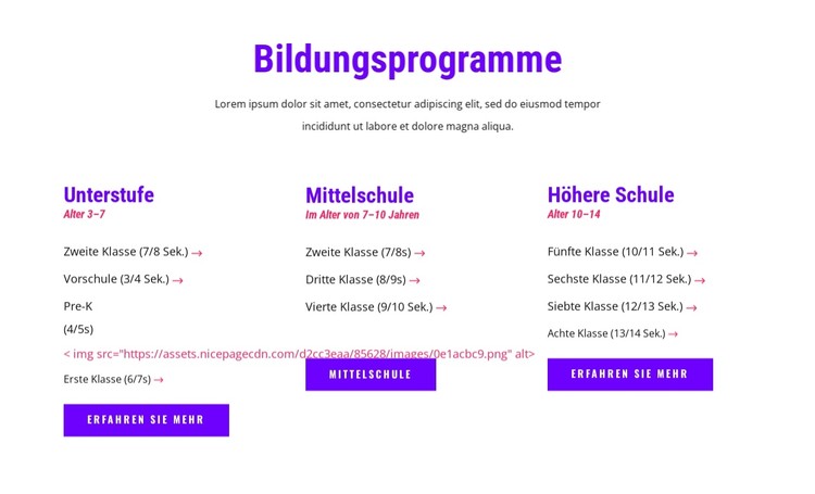 Bildungsprogramme CSS-Vorlage