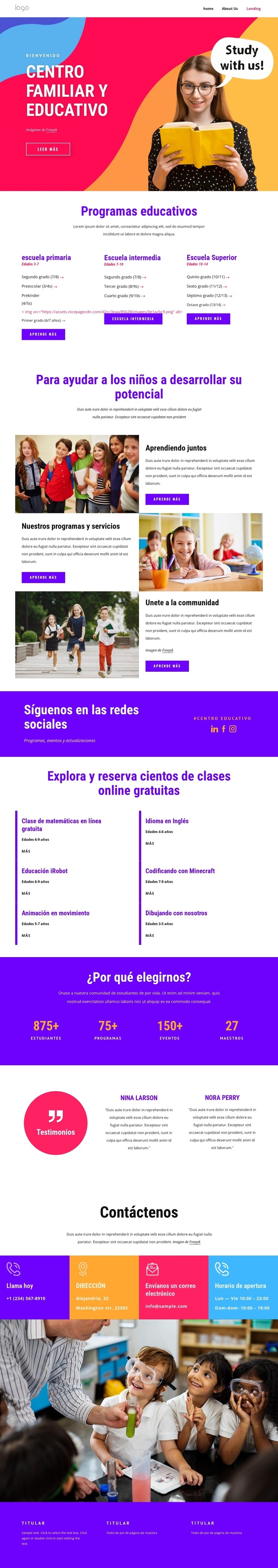 El centro de apoyo y educación familiar. Creador de sitios web HTML