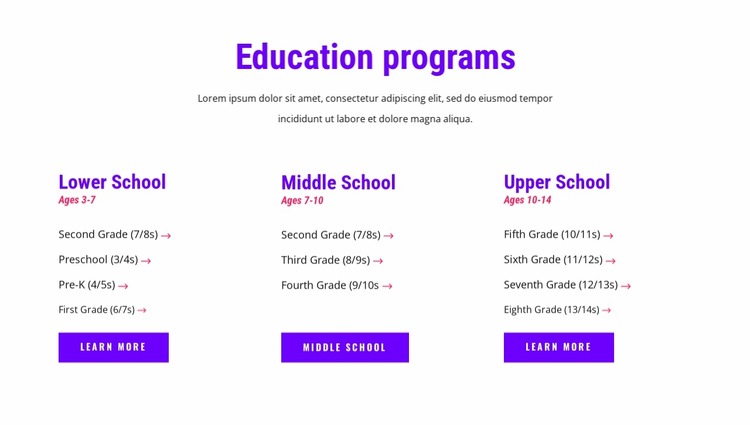 education programs Html Website Builder