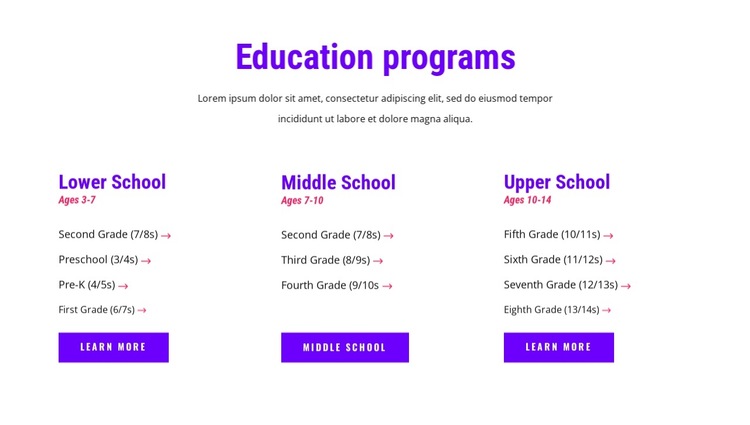 education programs HTML5 Template