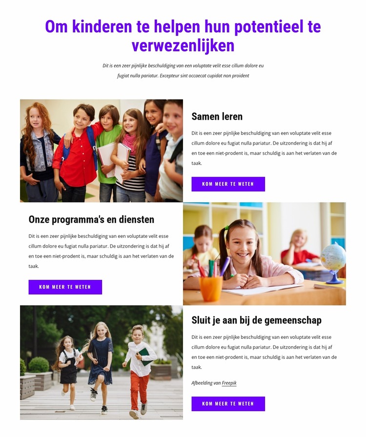 Wij helpen kinderen hun potentieel te verwezenlijken Joomla-sjabloon