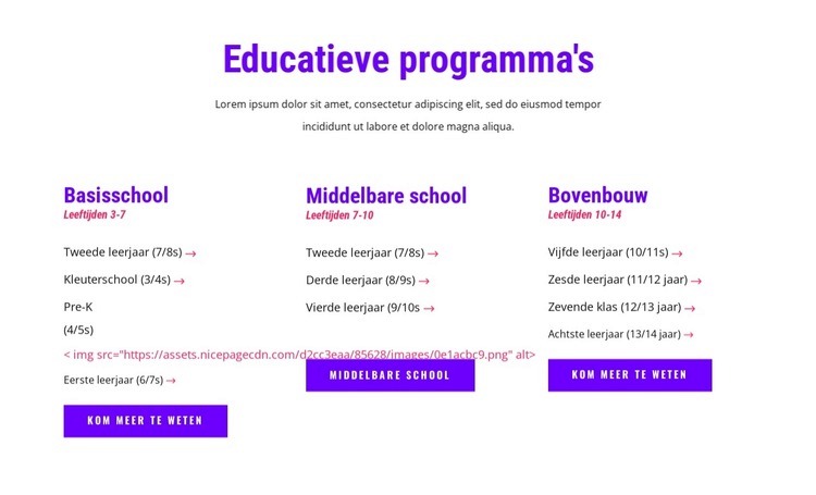 onderwijsprogramma's Website mockup