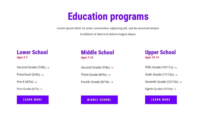 education programs One Page Template
