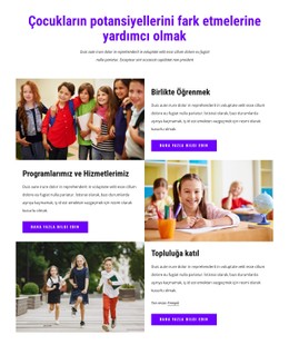 Çocukların Potansiyellerini Keşfetmelerine Yardımcı Oluyoruz Ücretsiz CSS Web Sitesi Şablonu