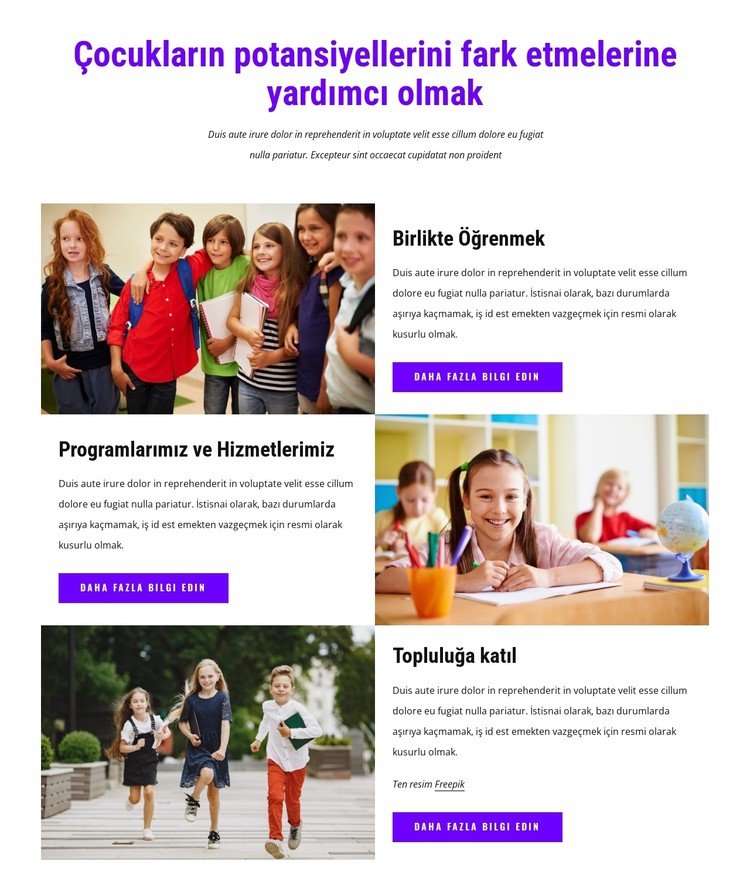 Çocukların potansiyellerini keşfetmelerine yardımcı oluyoruz CSS Şablonu