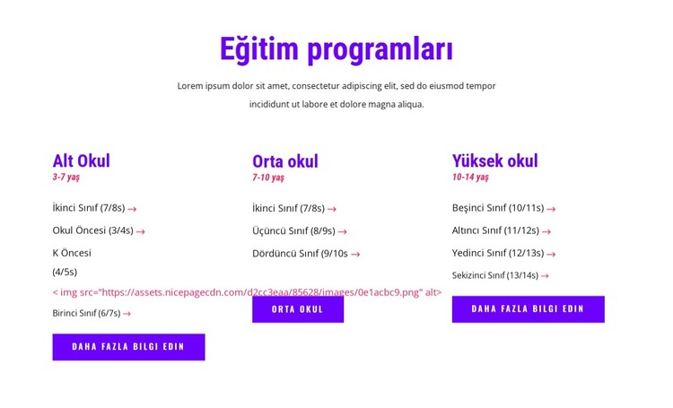 eğitim programları HTML Şablonu