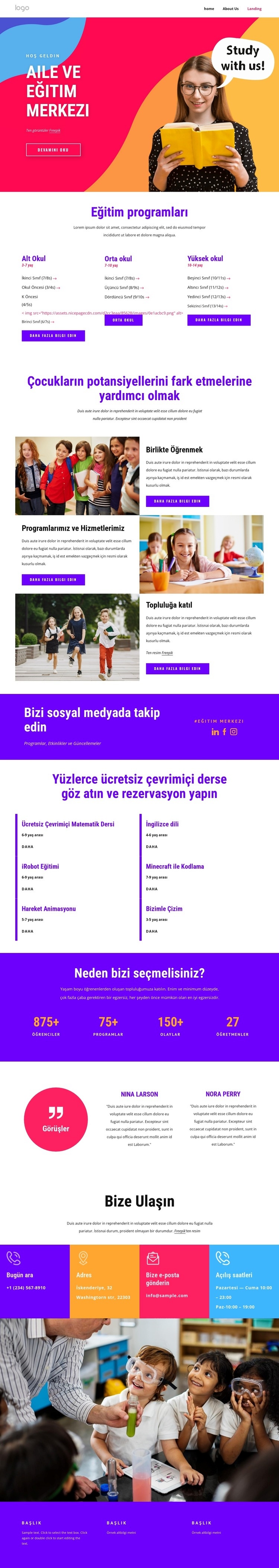 Aile destek ve eğitim merkezi HTML5 Şablonu