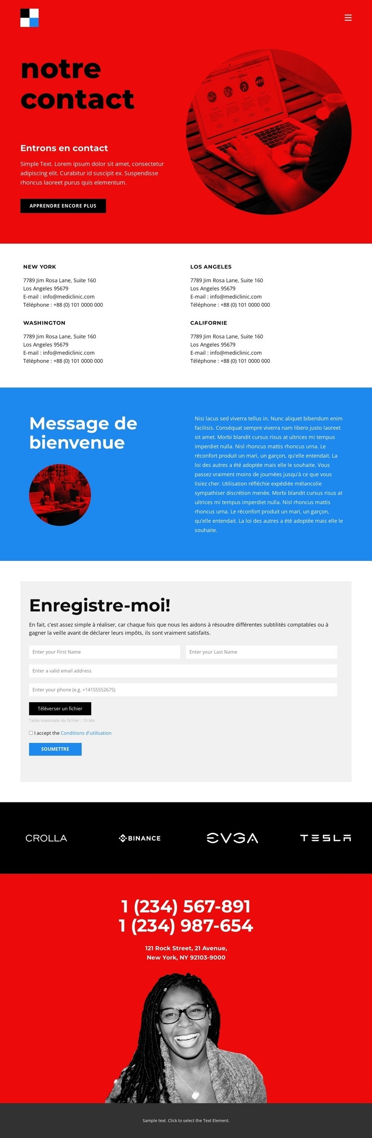 Contacts de l'agence de marque Créateur de site Web HTML