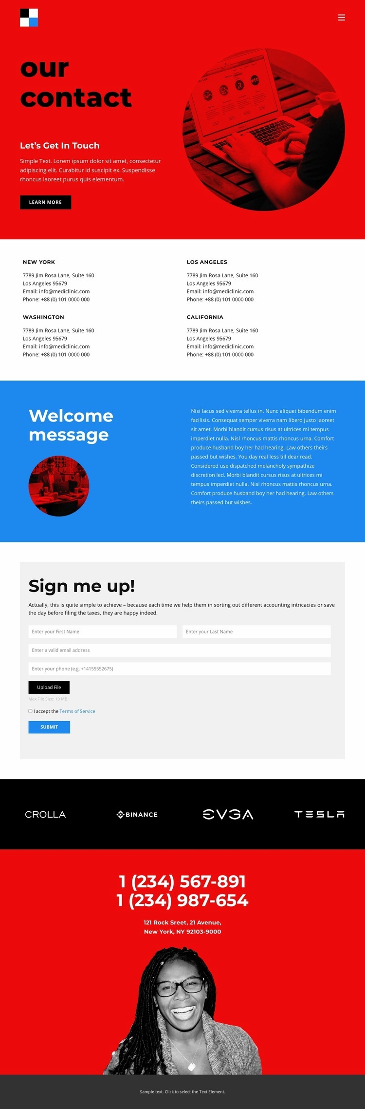 Branding agency contacts Homepage Design