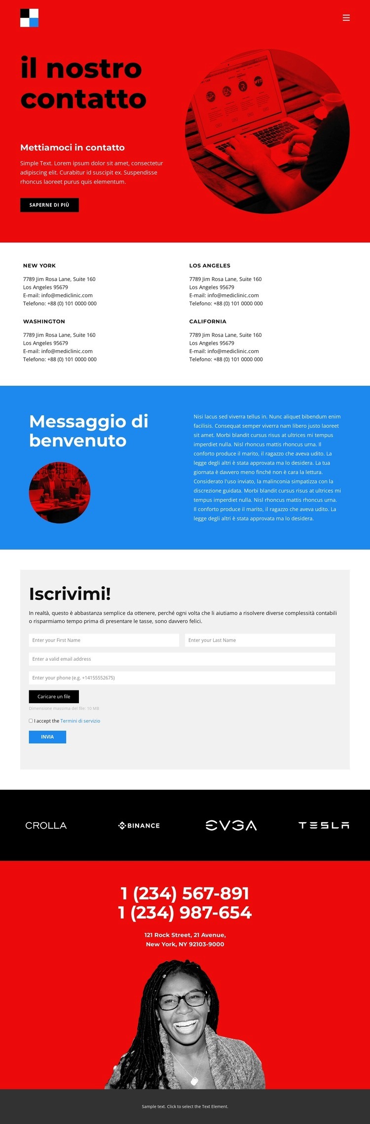 Contatti dell'agenzia di branding Modelli di Website Builder