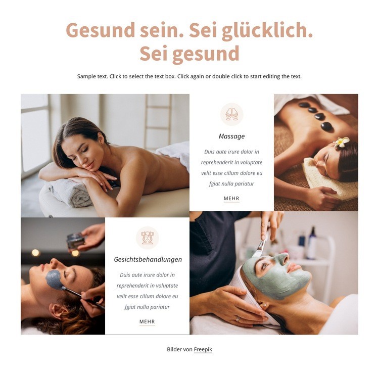 Sei gesund, sei glücklich HTML Website Builder