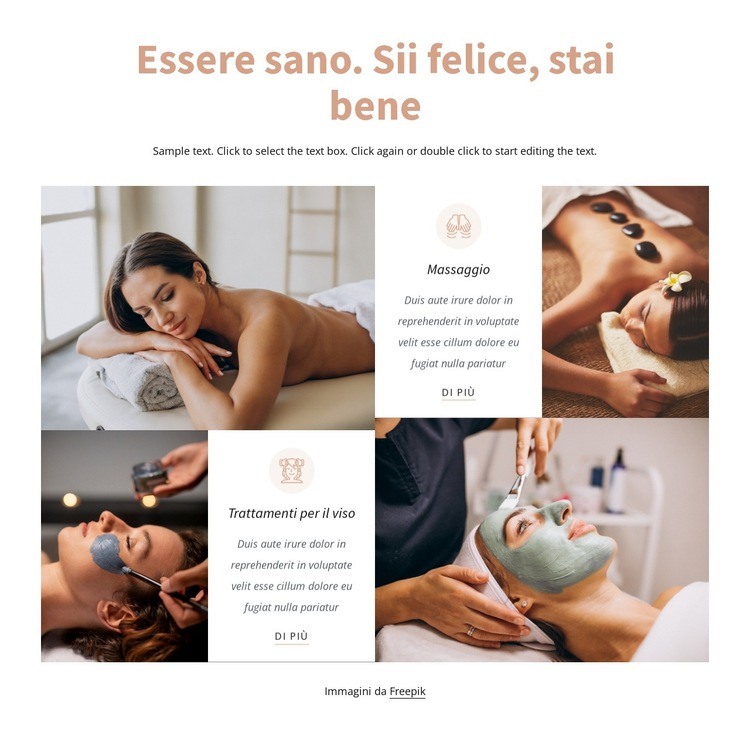 Sii sano, sii felice Mockup del sito web