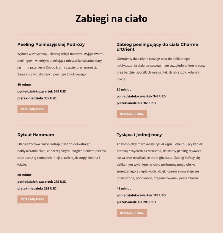 Różne rodzaje zabiegów na ciało Motyw WordPress