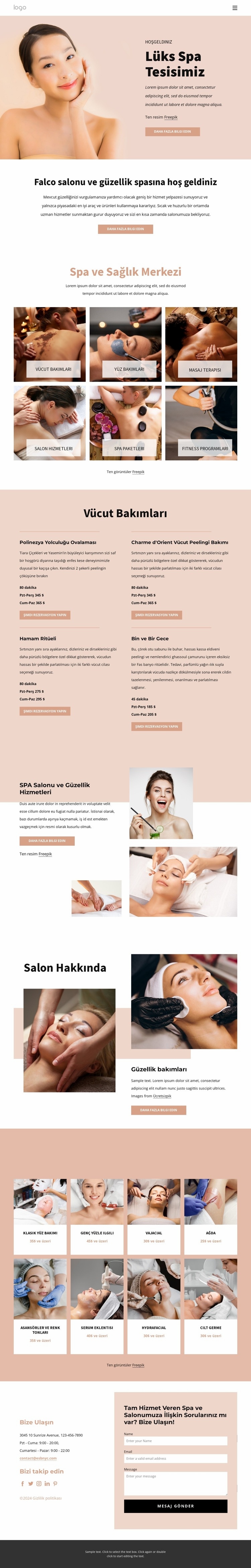 Lüks spa tesisi Web Sitesi Mockup'ı