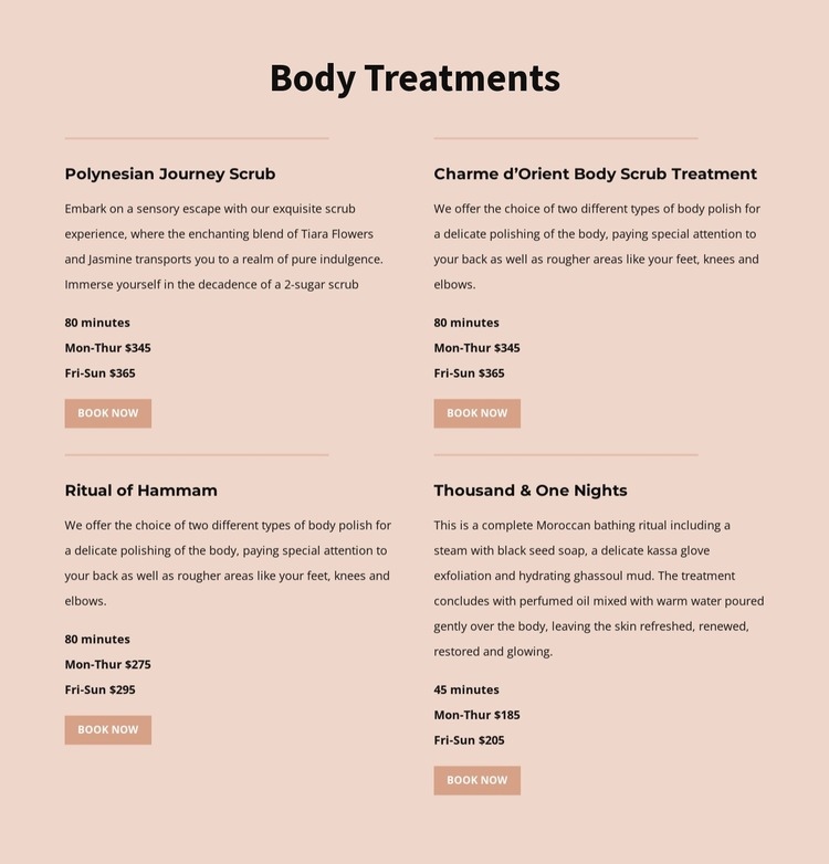 Different kinds of body treatment Webflow Template Alternative