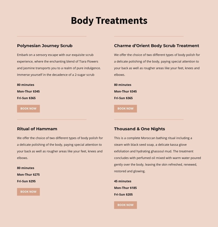 Different kinds of body treatment Wix Template Alternative