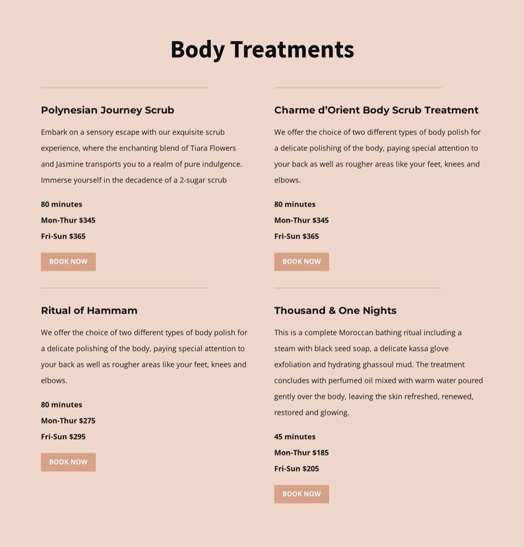 Different kinds of body treatment WordPress Theme