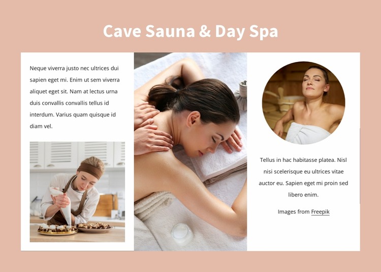 Cave sauna and day spa WordPress Website Builder