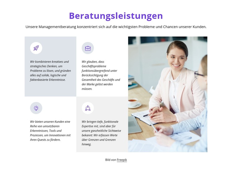 Raster mit Symbolen und Texten WordPress-Theme