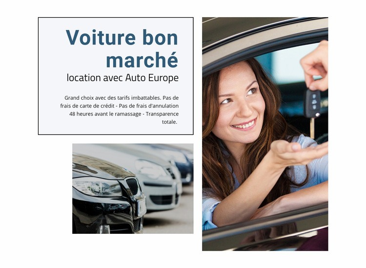 Voiture de location bon marché Maquette de site Web