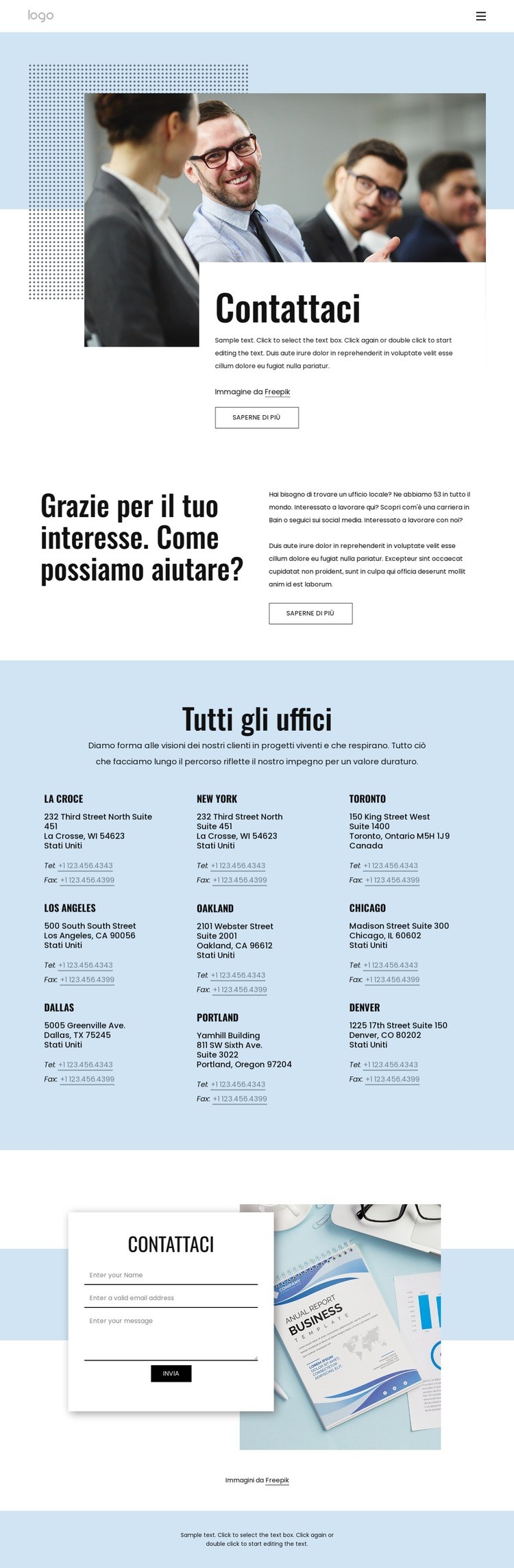 Una pagina di contatto Progettazione di siti web