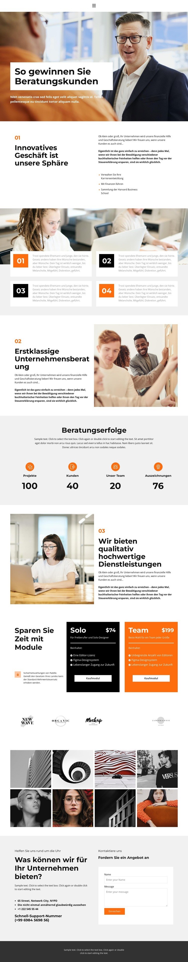 Unsere Vorteile Website Builder-Vorlagen