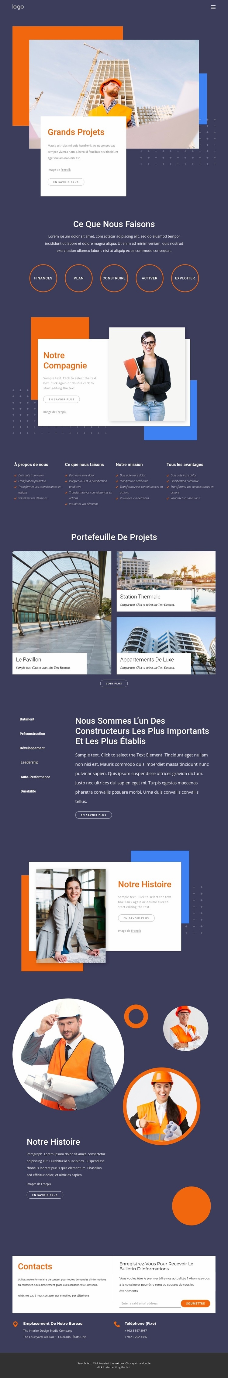 Nous sommes spécialisés dans la réalisation de grands projets de construction complexes Créateur de site Web HTML