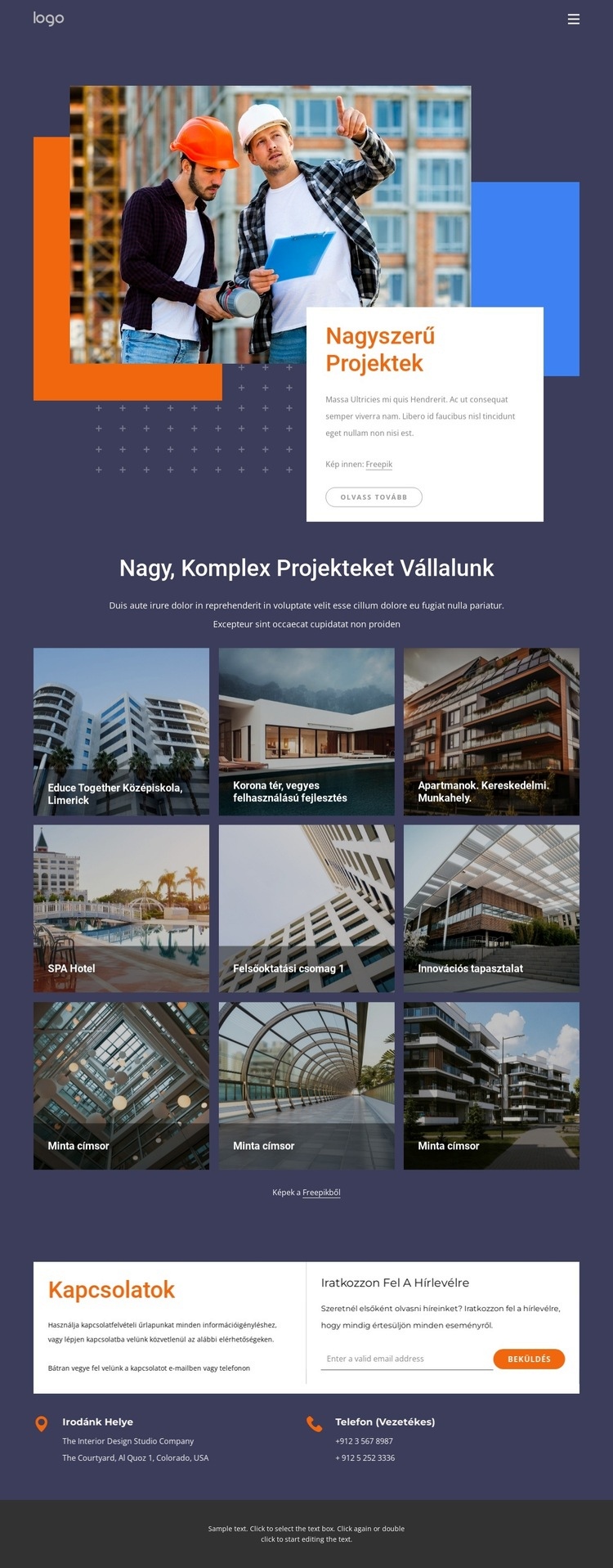 Építőipari cég vagyunk WordPress Téma