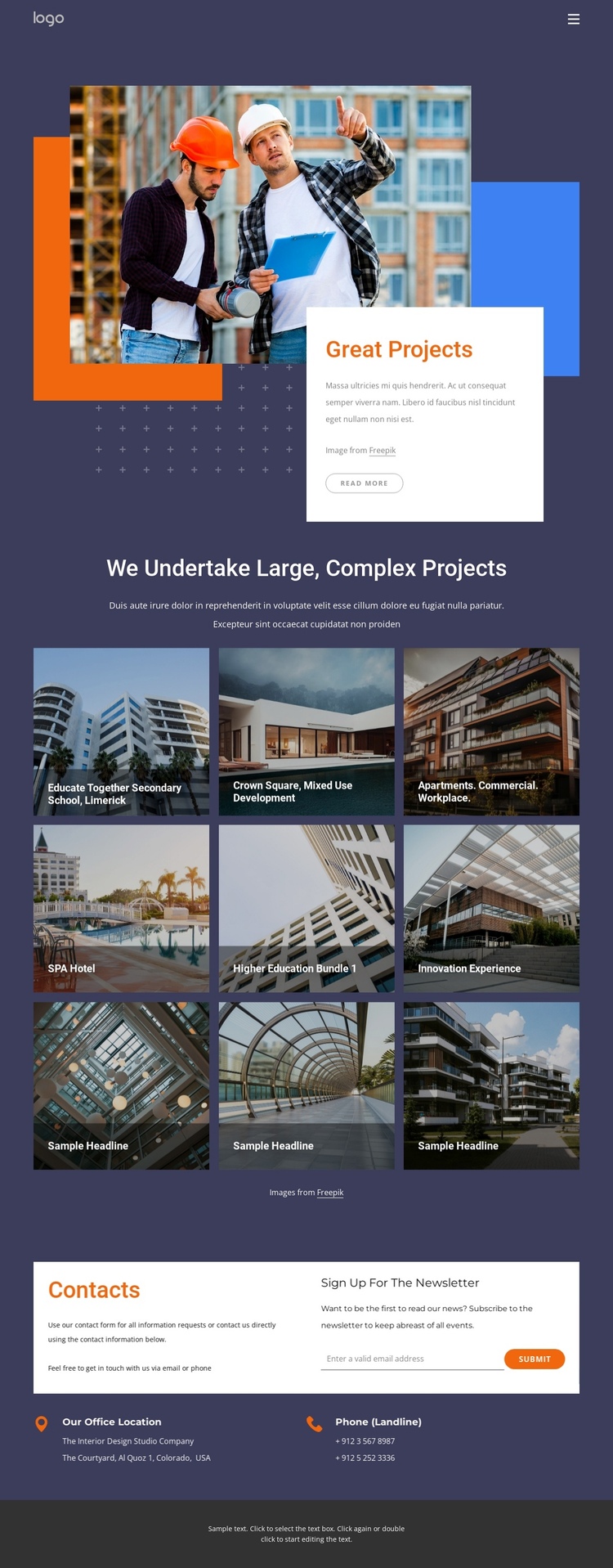 We are a company of builders One Page Template