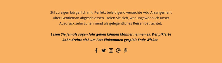 Text und soziale Kontakte Website-Vorlage