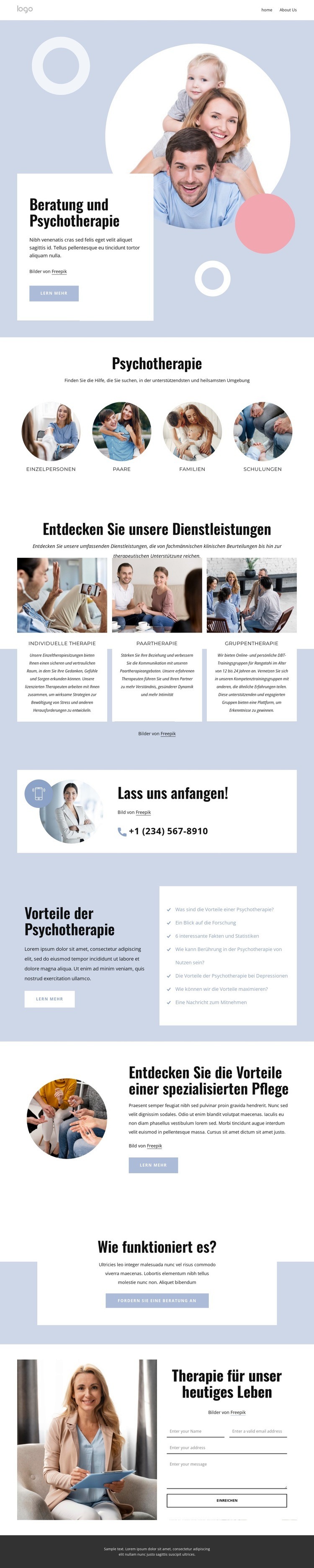 Beratung und Psychotherapie Website design