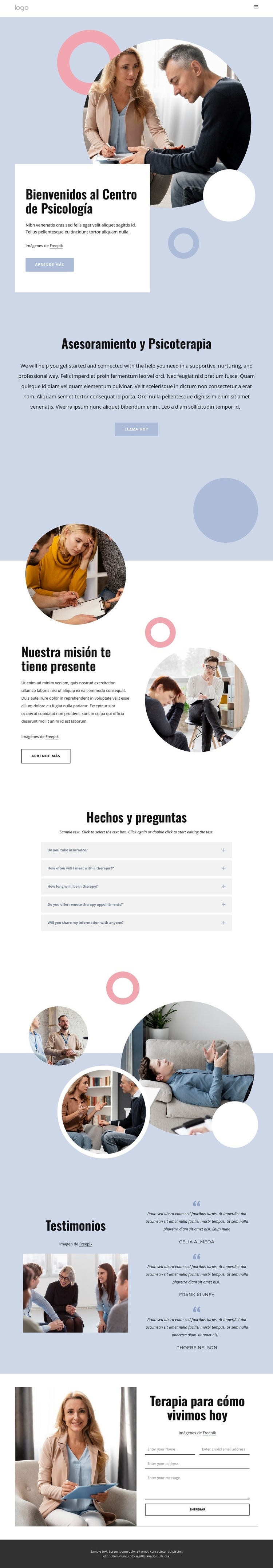 el centro de psicologia Maqueta de sitio web