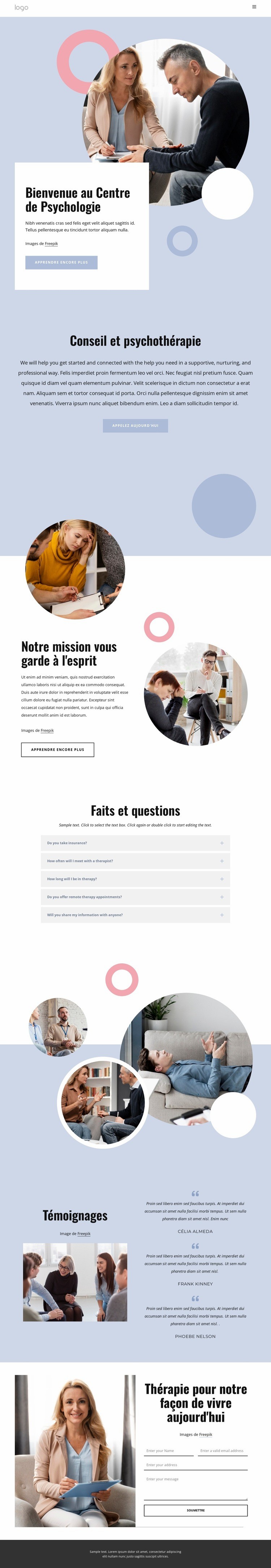 Le centre de psychologie Créateur de site Web HTML