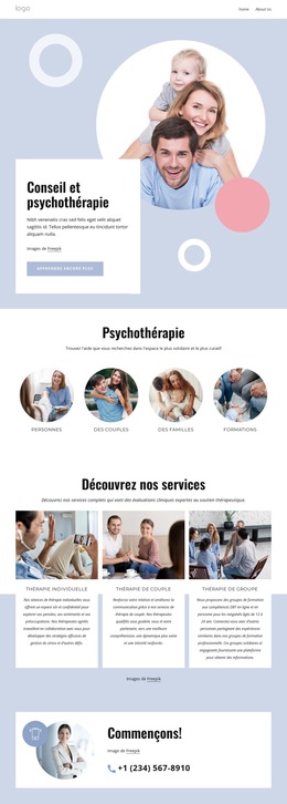 Conseil Et Psychothérapie – Modèle De Site Web Mobile
