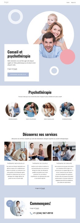 Conseil Et Psychothérapie - Modèle Professionnel D'Une Page