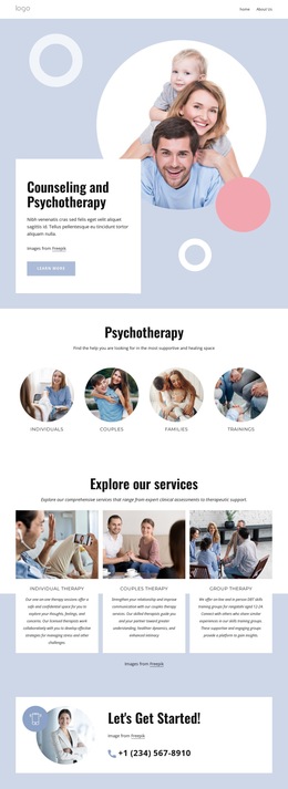 Counseling And Psychotherapy - Mobile Website Template