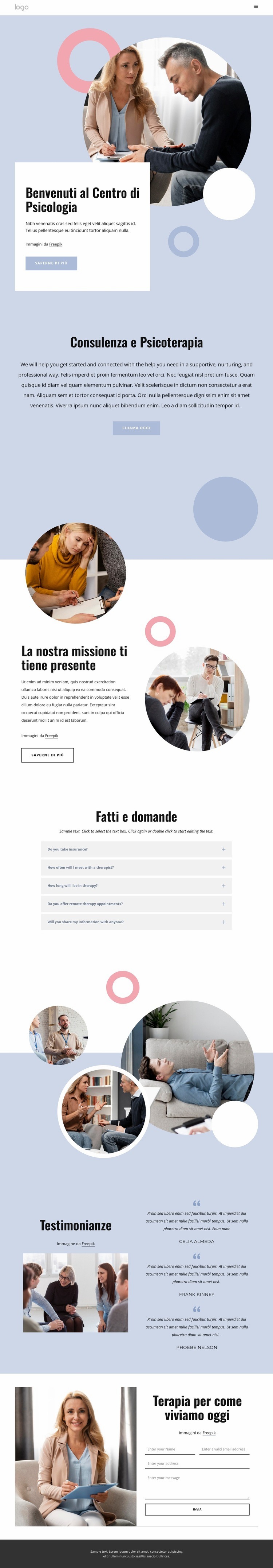 Il centro di psicologia Modelli di Website Builder