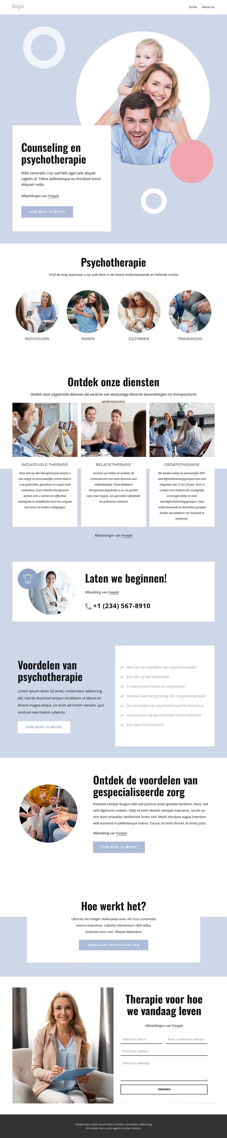 Counseling en psychotherapie HTML-sjabloon