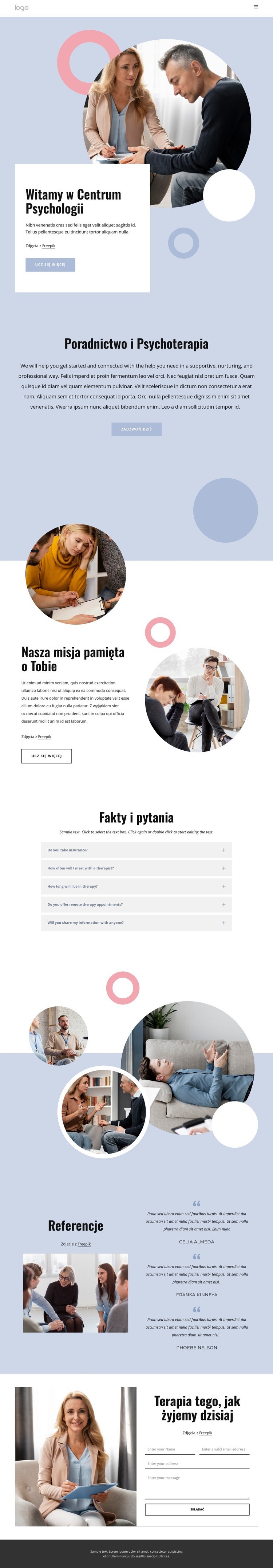 Centrum psychologii Szablony do tworzenia witryn internetowych