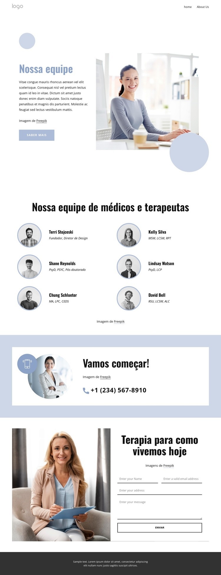 O centro de psicologia Landing Page