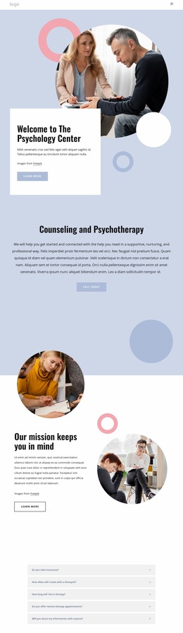 The Psyhology Center - Functionality Website Mockup