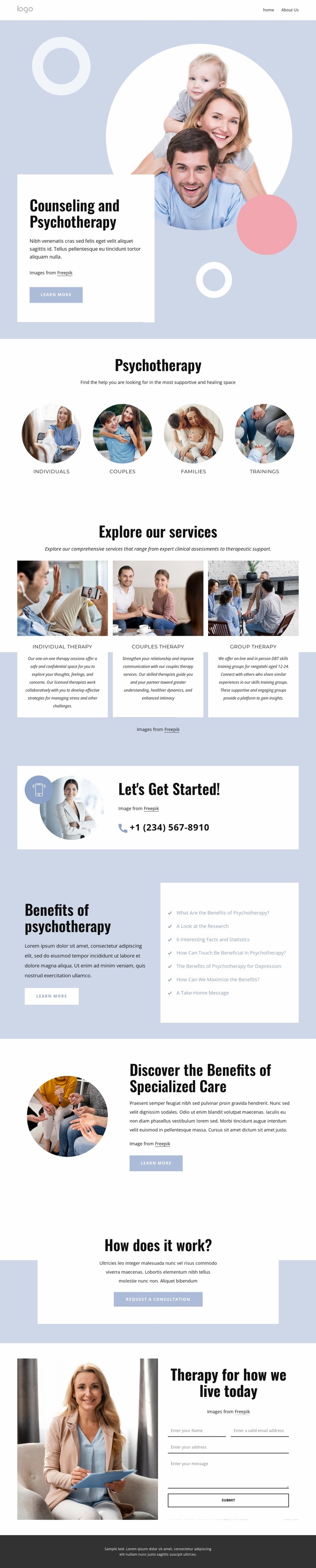 Counseling and psychotherapy Landing Page