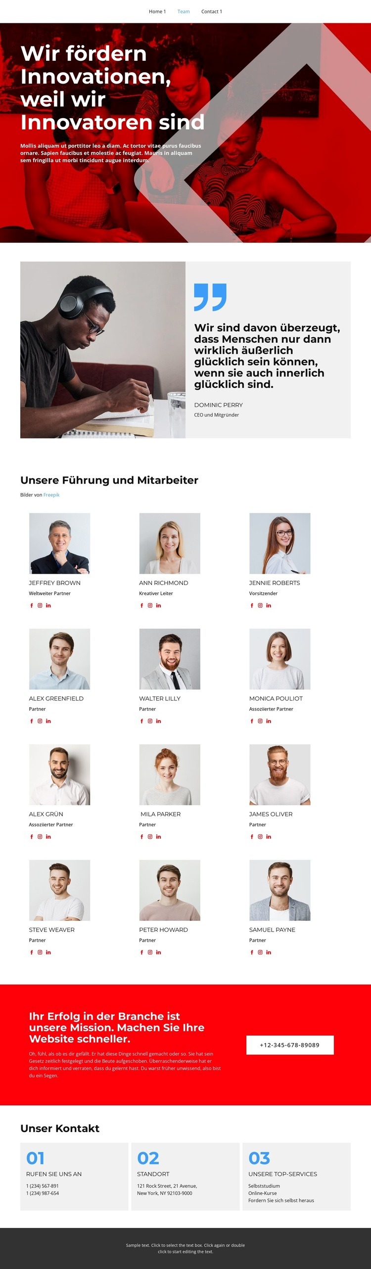 Das Team wurde ausgewählt Eine Seitenvorlage