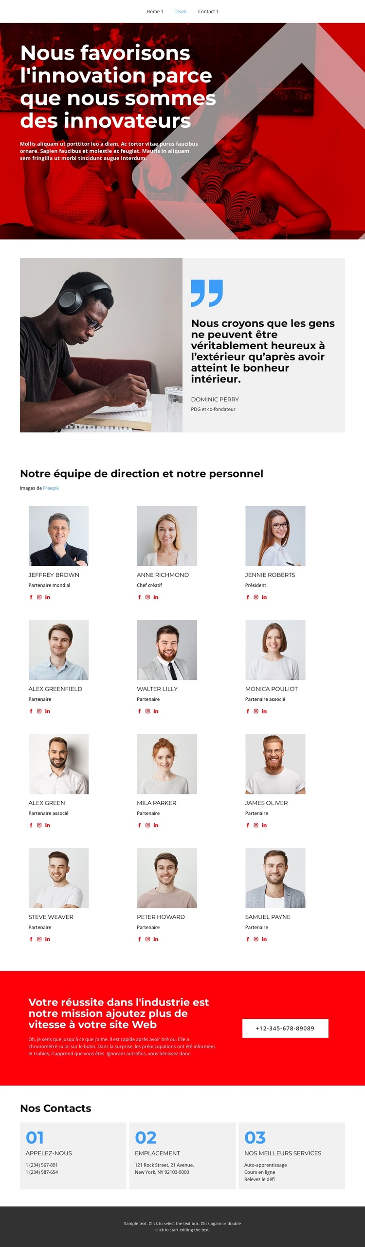 L'équipe a été sélectionnée Thème WordPress