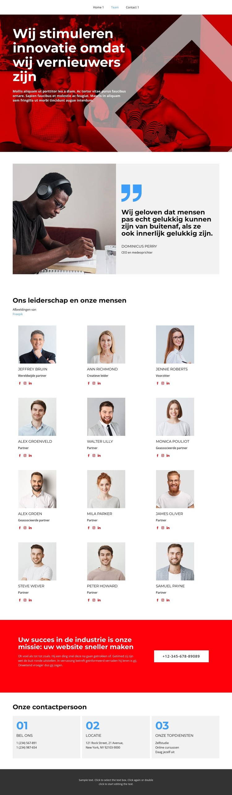 Het team is geselecteerd CSS-sjabloon