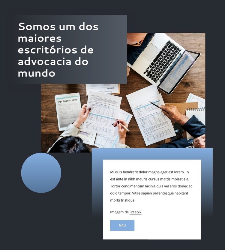 Um escritório de advocacia internacional de serviço completo Landing Page