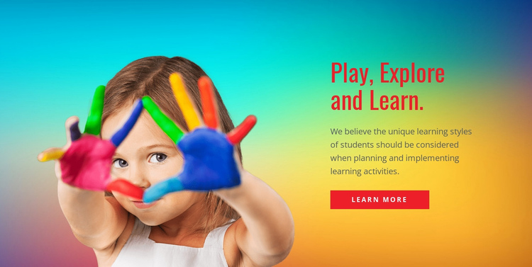 Play, explore and learn One Page Template