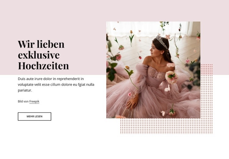 Wir lieben exklusive Hochzeiten Eine Seitenvorlage